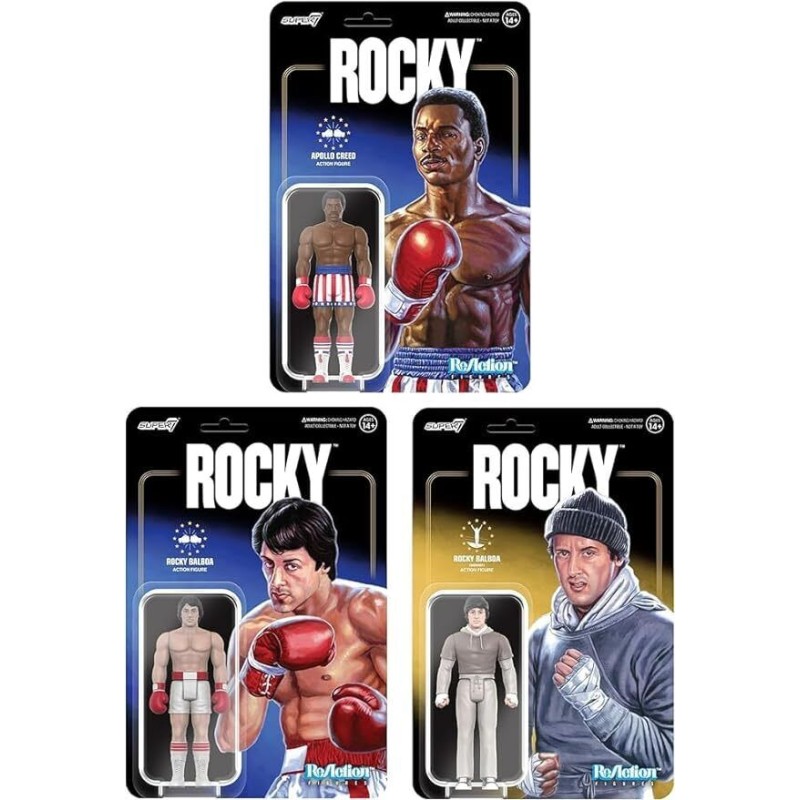 Super 7 ReAction - Rocky - Bundle 3 Personaggi - Rocky Balboa - Apollo Creed - Rocky